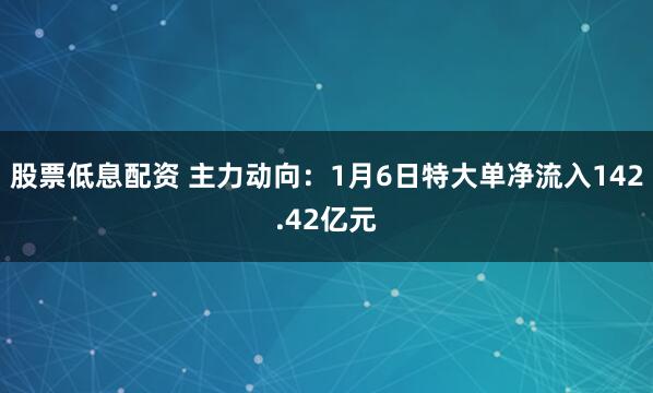 股票低息配资 主力动向：1月6日特大单净流入142.42亿元