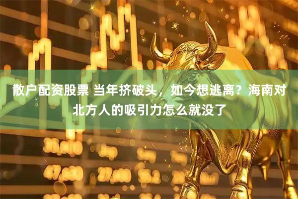 散户配资股票 当年挤破头，如今想逃离？海南对北方人的吸引力怎么就没了