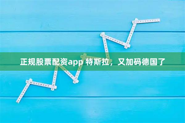正规股票配资app 特斯拉，又加码德国了